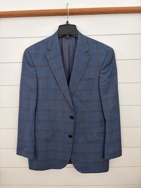 Ted Baker Blue Plaid Sport Coat with Brown Windowpane